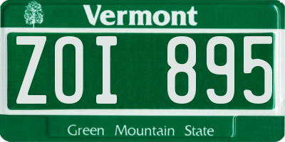 VT license plate ZOI895