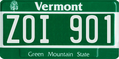 VT license plate ZOI901