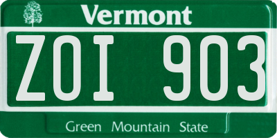 VT license plate ZOI903