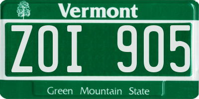 VT license plate ZOI905