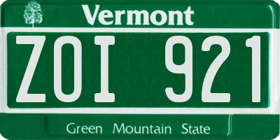 VT license plate ZOI921