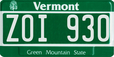 VT license plate ZOI930