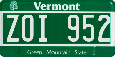 VT license plate ZOI952