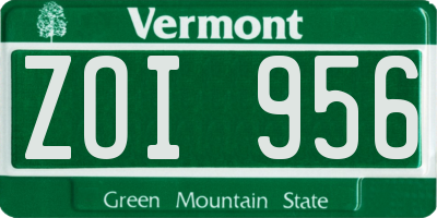 VT license plate ZOI956