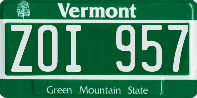VT license plate ZOI957