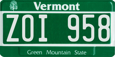 VT license plate ZOI958