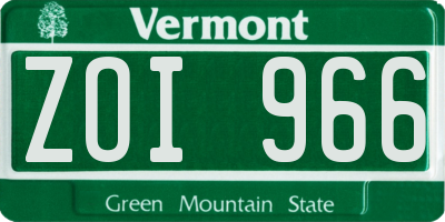 VT license plate ZOI966