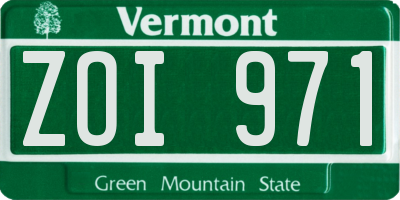 VT license plate ZOI971