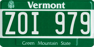 VT license plate ZOI979