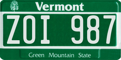 VT license plate ZOI987