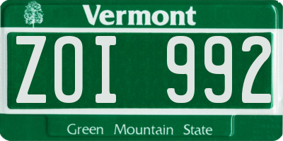 VT license plate ZOI992