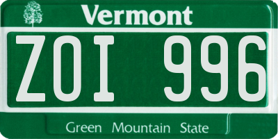 VT license plate ZOI996