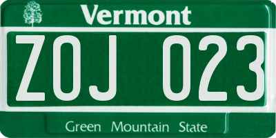 VT license plate ZOJ023