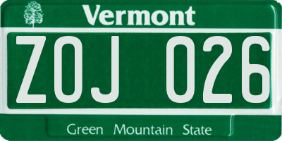 VT license plate ZOJ026