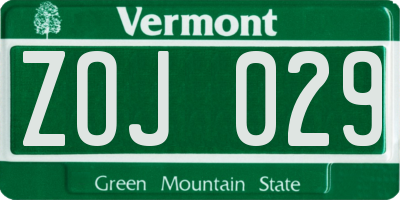 VT license plate ZOJ029