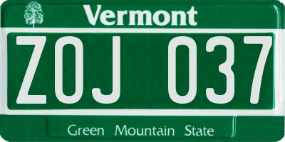 VT license plate ZOJ037