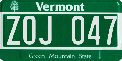 VT license plate ZOJ047