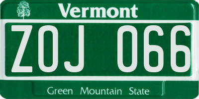 VT license plate ZOJ066
