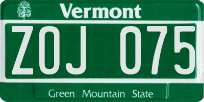 VT license plate ZOJ075