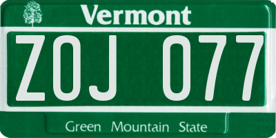 VT license plate ZOJ077