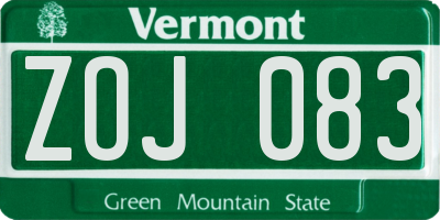 VT license plate ZOJ083