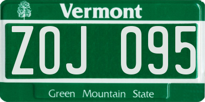 VT license plate ZOJ095