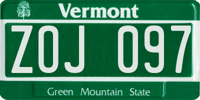 VT license plate ZOJ097