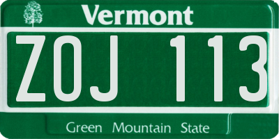 VT license plate ZOJ113