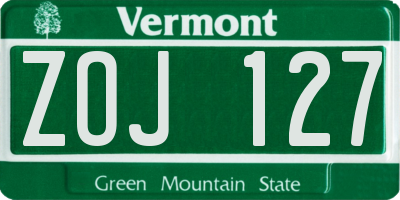 VT license plate ZOJ127