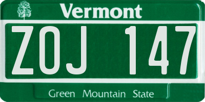 VT license plate ZOJ147