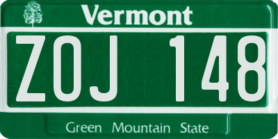 VT license plate ZOJ148