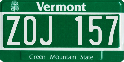 VT license plate ZOJ157