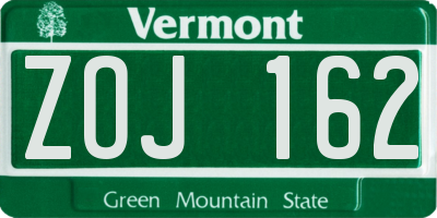 VT license plate ZOJ162
