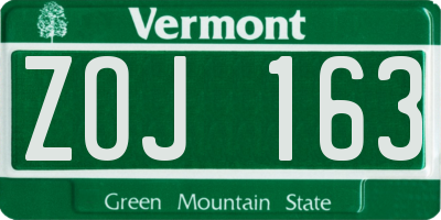 VT license plate ZOJ163