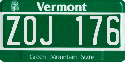 VT license plate ZOJ176