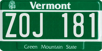 VT license plate ZOJ181