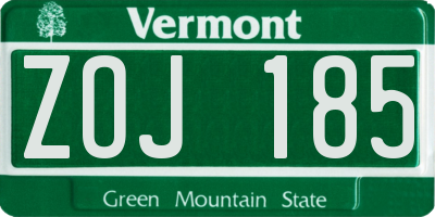 VT license plate ZOJ185