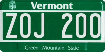 VT license plate ZOJ200