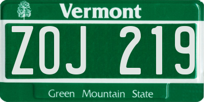 VT license plate ZOJ219