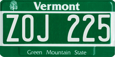 VT license plate ZOJ225