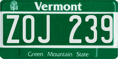 VT license plate ZOJ239