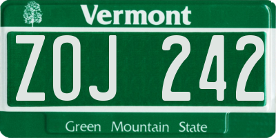 VT license plate ZOJ242