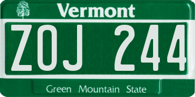 VT license plate ZOJ244