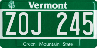 VT license plate ZOJ245