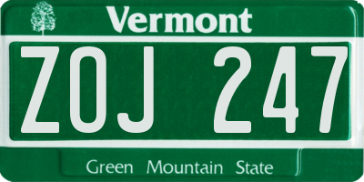 VT license plate ZOJ247