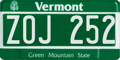 VT license plate ZOJ252