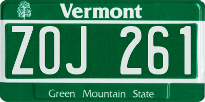VT license plate ZOJ261