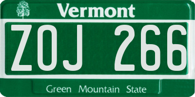 VT license plate ZOJ266