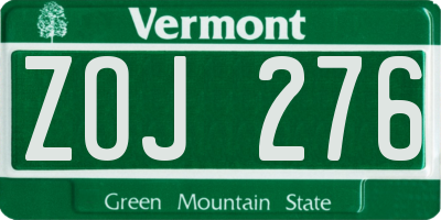 VT license plate ZOJ276