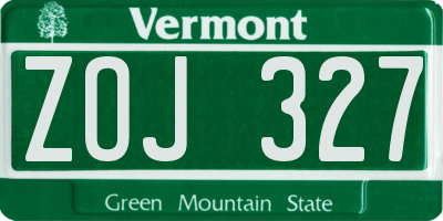 VT license plate ZOJ327